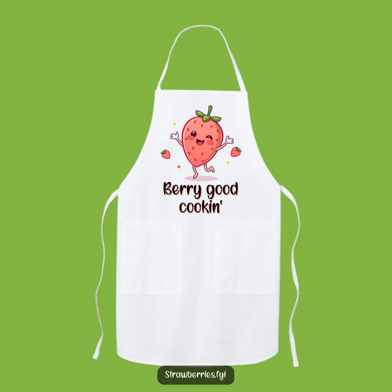 Funny Dancing Strawberry Apron: Cook Up Smiles in the Kitchen!