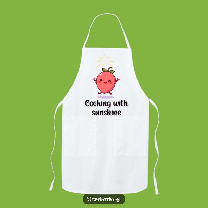 Funny Cheerful Kawaii Strawberry Dancing Apron - Cook with Joy & Humor