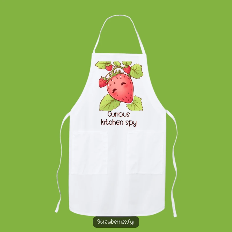 Funny Curious Strawberry Vine Apron - Kitchen Peek-a-Boo