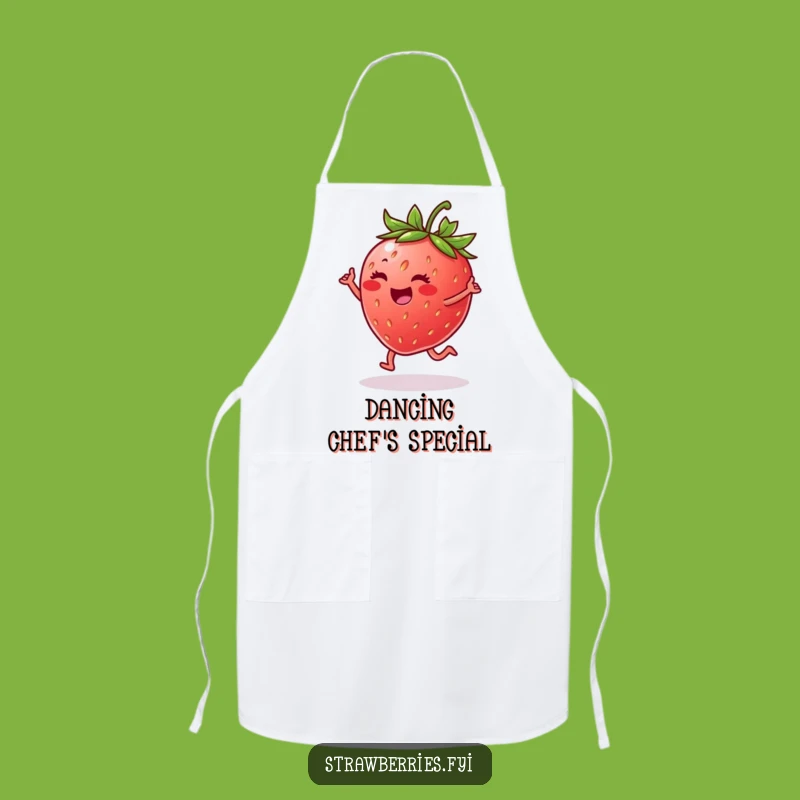Funny Strawberry Happy Dance Apron - Kitchen Fun & Style