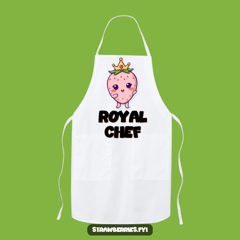 Funny Kawaii Strawberry Crown Apron - Royal Kitchen Wear for a Sweet Chef