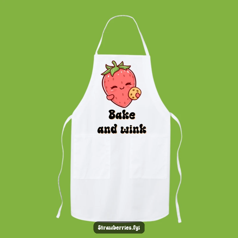 Funny Kawaii Strawberry Wink Cookie Apron - Cheeky Kitchen Wear for Sweet Cooks