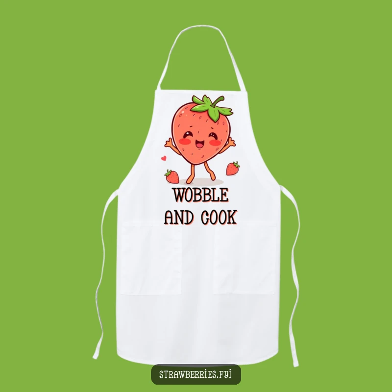 Funny Kawaii Strawberry Wobble Dance Apron - Joyful Kitchen Wear for Happy Cooks