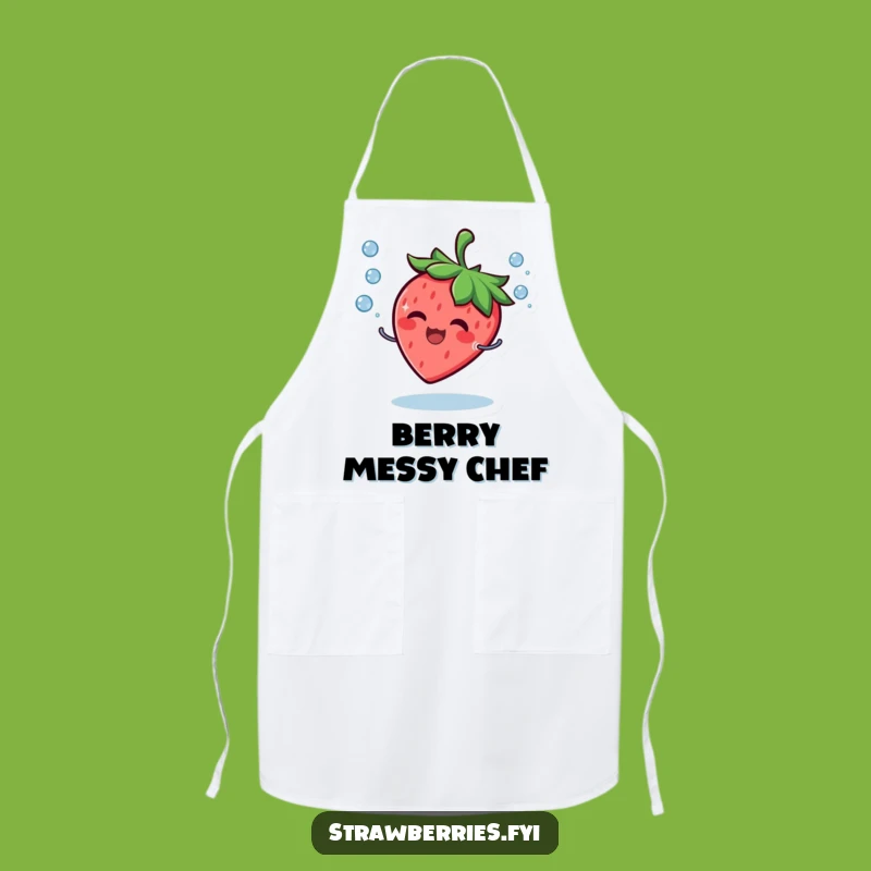 Funny Strawberry Droplet Juggler Apron - Kitchen Smiling Fruit Chef Apron
