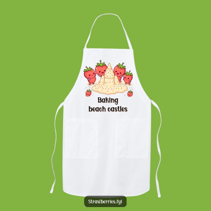 Funny Strawberry Sandcastle Apron - Cook Up Fun Beachside Vibes