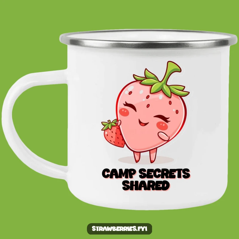 Funny Winking Strawberry Camping Mug: Adventure with a Wink
