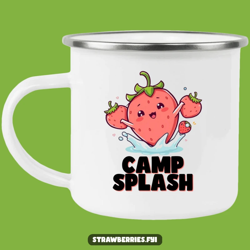 Funny Kawaii Strawberry Splash Camping Mug - Refreshing Sips for Playful Adventures