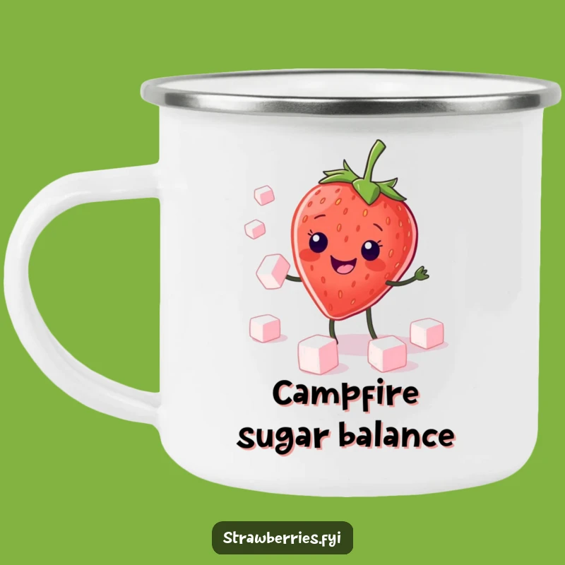 Funny Kawaii Strawberry Juggling Camping Mug: Sweet Outdoors, Perfect Funny Gift!