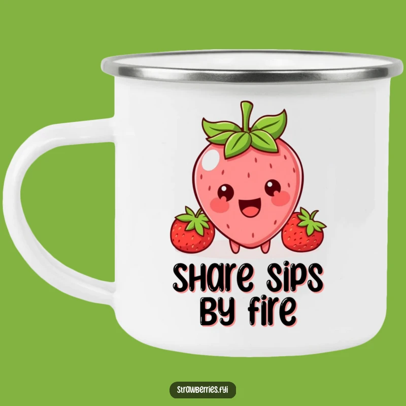 Durable Funny Kawaii Strawberry Sharing Camping Mug: Big Smile Berry Outdoor Gift