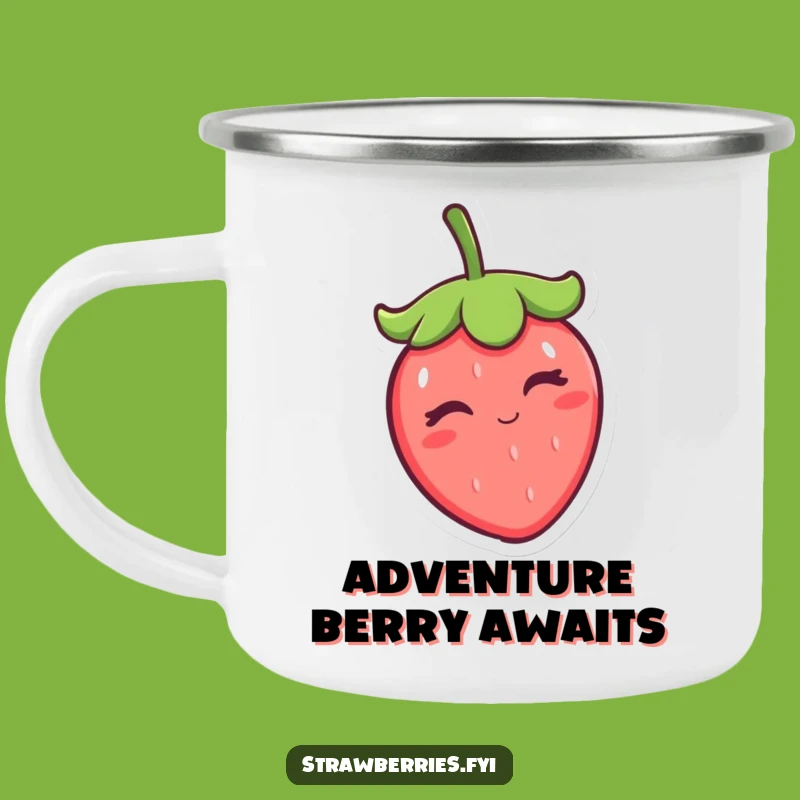 Durable Funny Kawaii Strawberry Winking Cap Camping Mug - Adventure & Laughs
