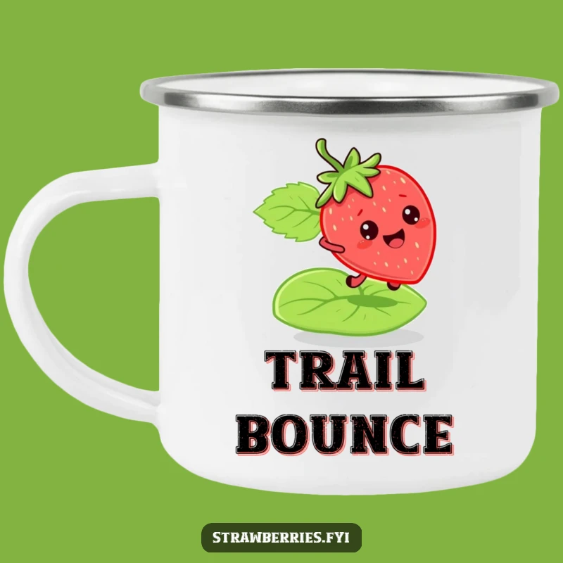 Funny Bouncy Strawberry Camping Mug: Energetic Sips Outdoors