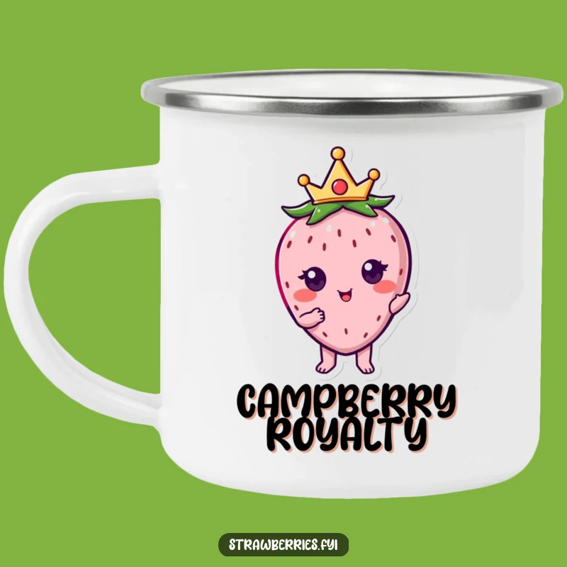 Funny Kawaii Strawberry Crown Camping Mug - Regal Brews for Outdoor Royalty