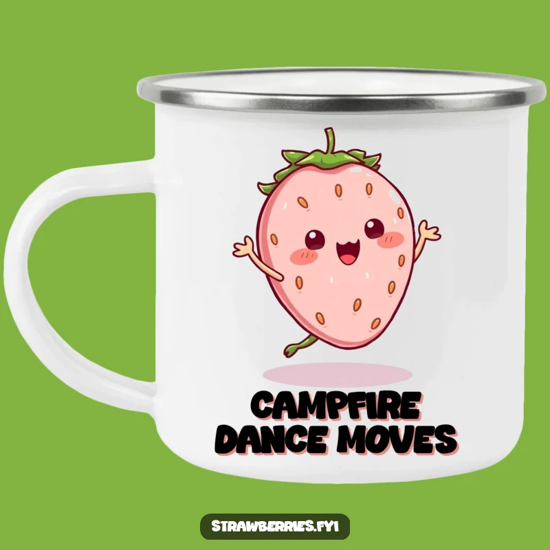 Funny Kawaii Strawberry Dance Camping Mug: Trail Moves, Perfect Funny Gift!