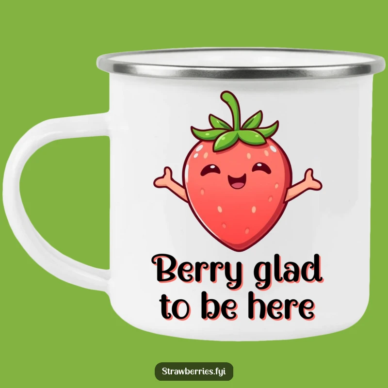 Funny Kawaii Strawberry Embrace Camping Mug: Sweet Sips for Outdoor Fun