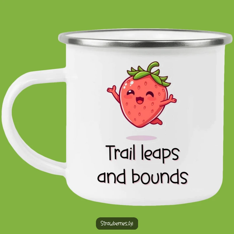 Funny Kawaii Strawberry Leap Camping Mug: Adventure Berry, Perfect Funny Gift!