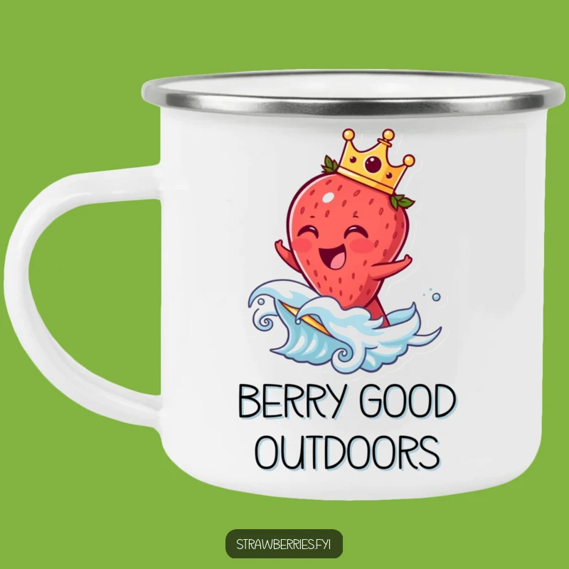 Funny Laughing Strawberry Camping Mug - Fruity Waves for Your Adventures!