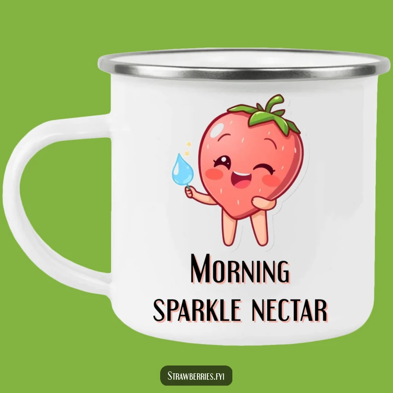 Funny Strawberry Dewdrop Camping Mug: Happy Sips Outdoors!
