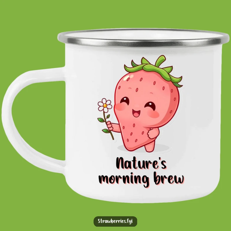Funny Strawberry Flower Camping Mug - Cute Character Bloom Outdoor Cup, Gift