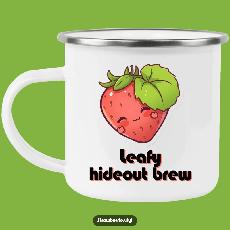 Funny Strawberry Leaf Camping Mug: Playful Sips Outdoors!