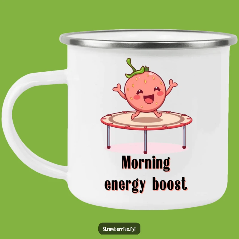 Funny Strawberry Trampoline Camping Mug - Cheerful Outdoor Gift