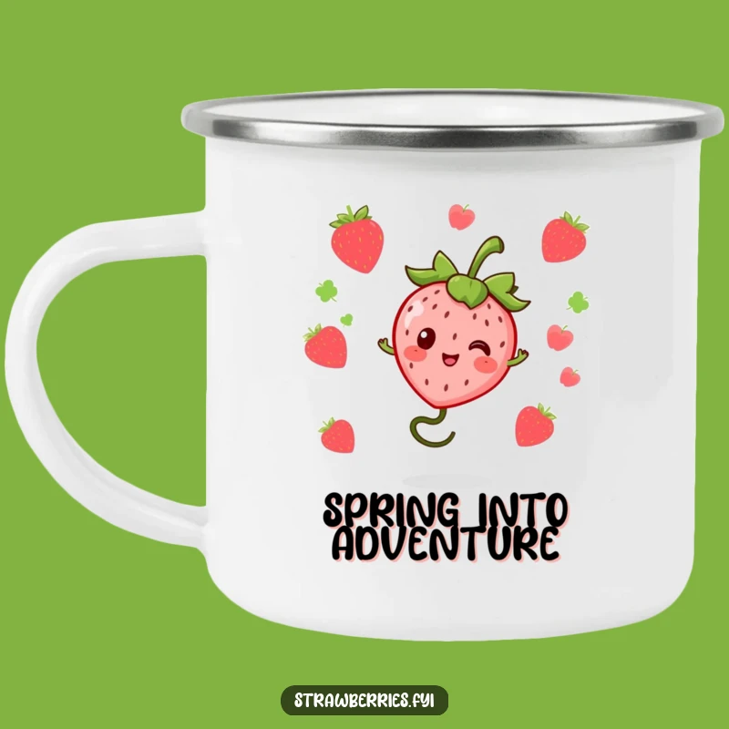 Durable Funny Kawaii Strawberry Bouncing Camping Mug - Adventure with Energy