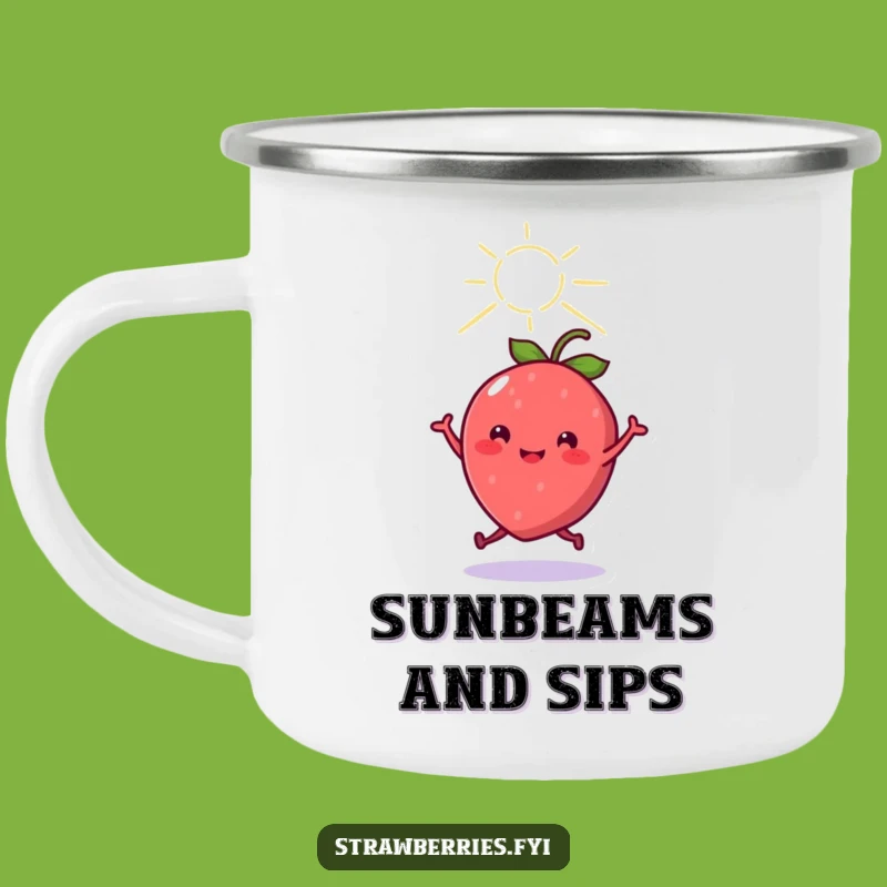 Durable Funny Kawaii Strawberry Dancing Camping Mug - Cheerful Outdoor Fun