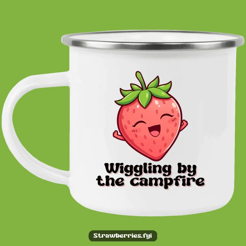 Funny Tickled Strawberry Camping Mug: Wiggling Delight for Outdoors, Hilarious Gift