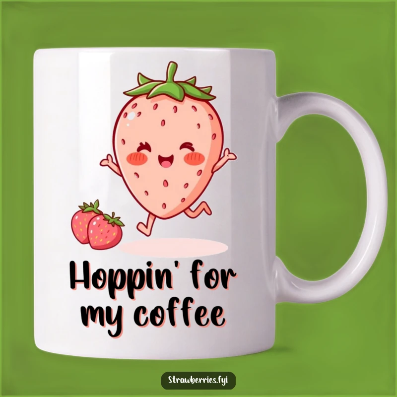 Funny Delighted Kawaii Strawberry Hop Mug - Joyful & Rosy Gift!