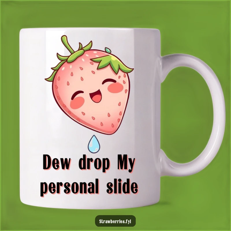 Funny Strawberry Dew Drop Slide Mug: Hilarious Animated Fruit Character Gift