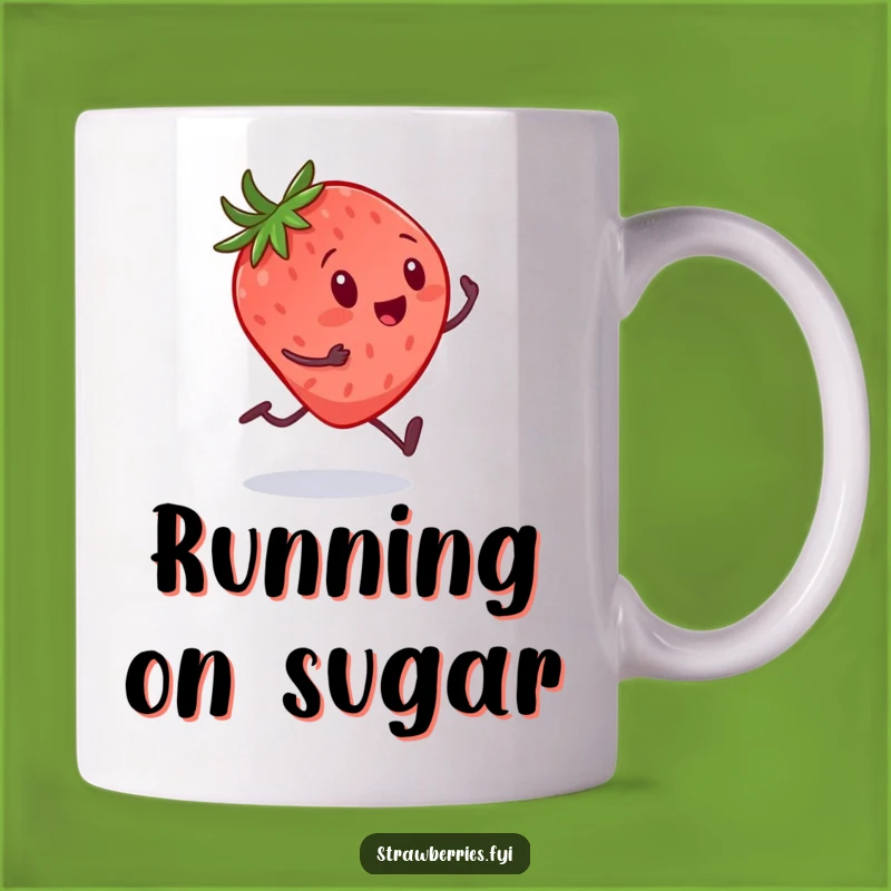 Funny Strawberry Sprinting Mug: Hilarious Dessert Dash, Perfect Gift