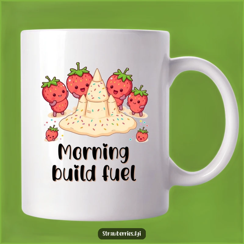 Funny Strawberry Sandcastle Mug - Hilarious Beach Scene Gift for Summer Fun