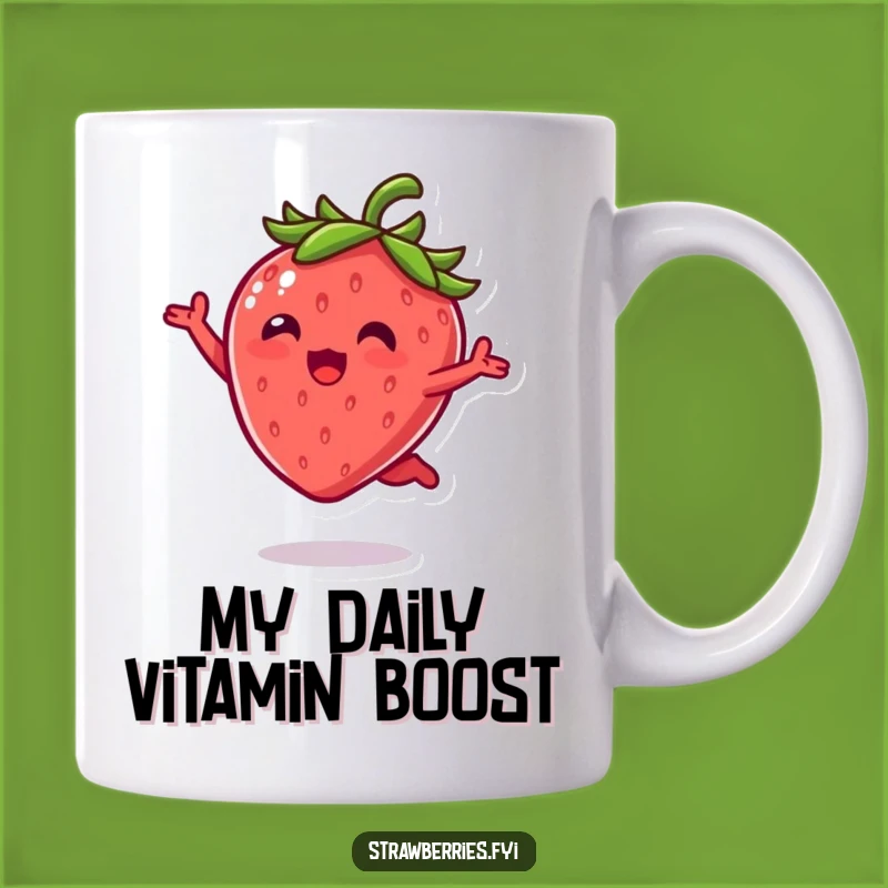 Funny Kawaii Strawberry Leap Mug: A Joyful Berry Character Perfect Gift!