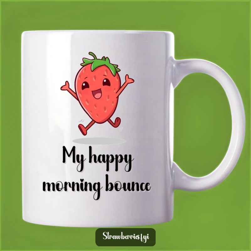 Funny Strawberry Hop Mug: Energetic Animated Fruit Character Gift