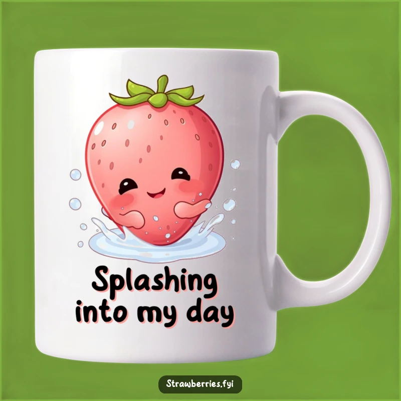 Funny Kawaii Strawberry Splash Mug: Giggling Berry Character Water Fun Gift