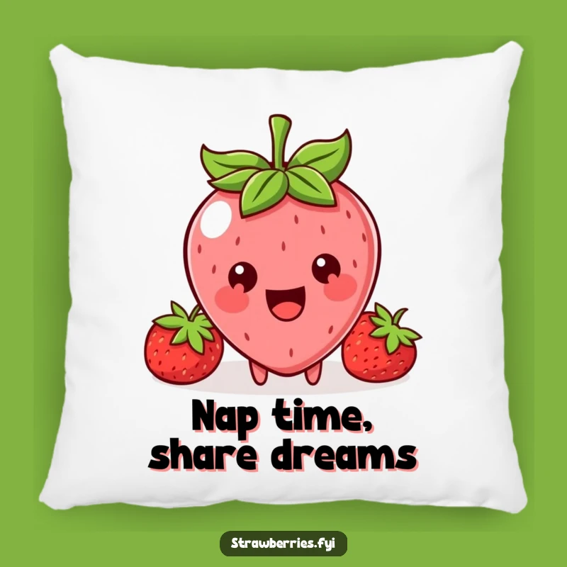 Cute Funny Kawaii Strawberry Sharing Pillow: Soft Big Smile Berry Decor Gift