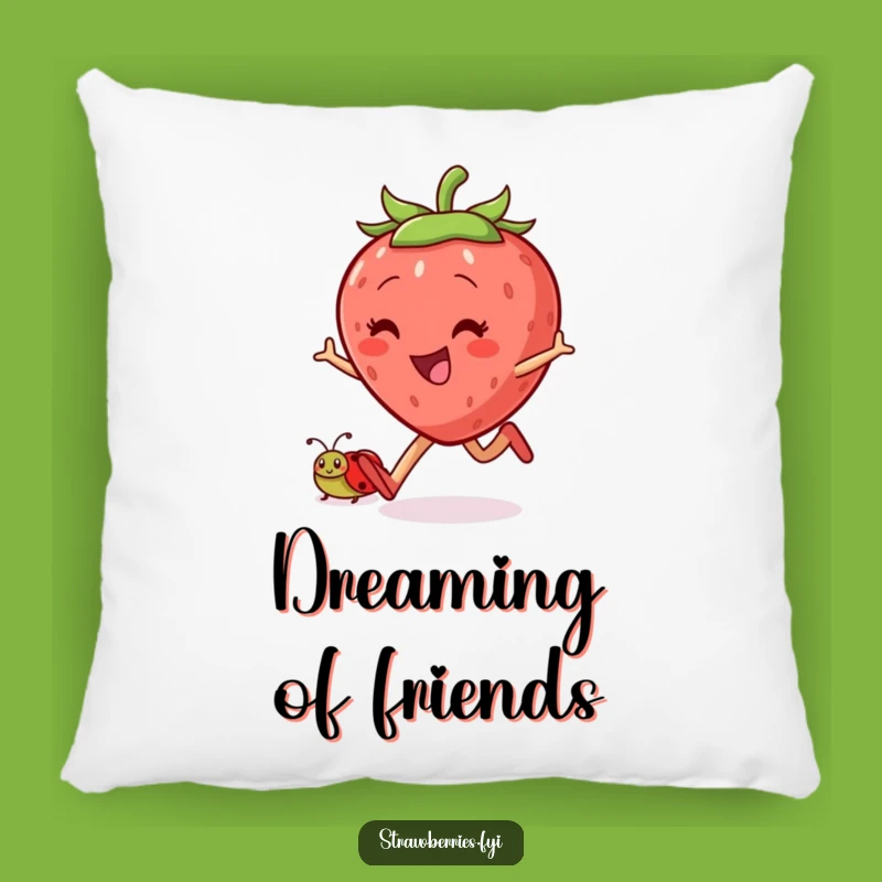 Funny Skipping Strawberry Pillow: Cozy Comfort with Cheerful Friends