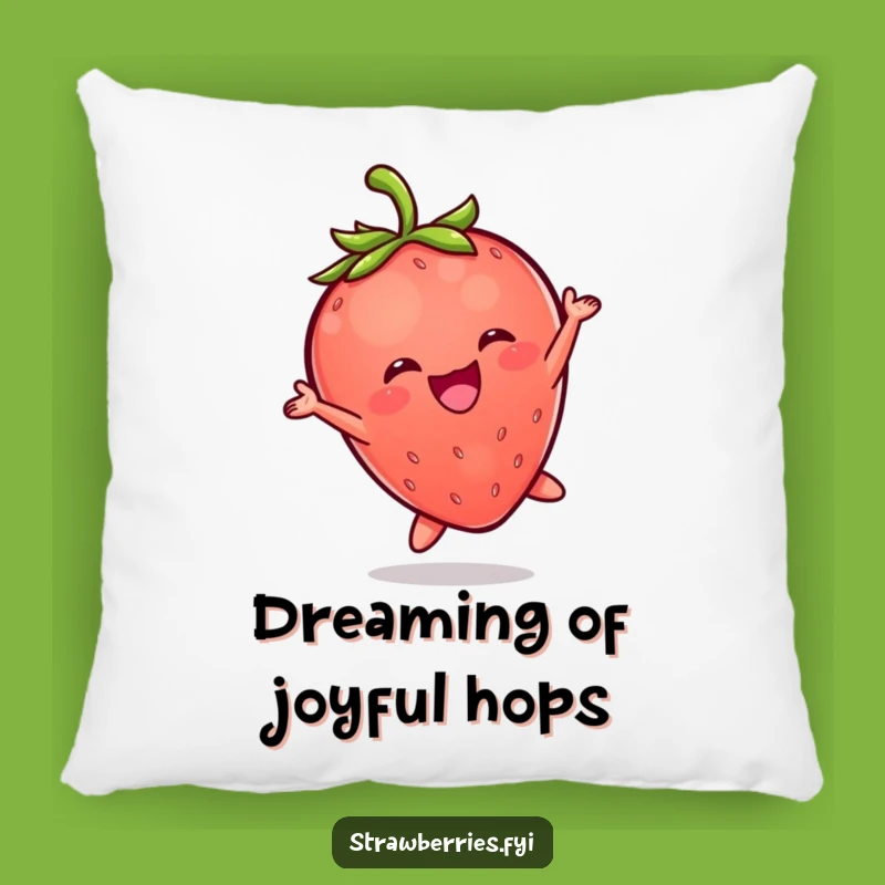 Cute Funny Kawaii Strawberry Leap Pillow: Comforting Joyful Berry Character Decor Gift