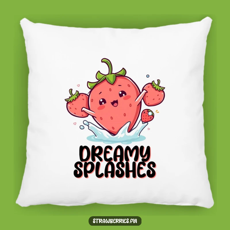 Funny Kawaii Strawberry Splash Pillow - Cozy Comfort with Playful Vibes