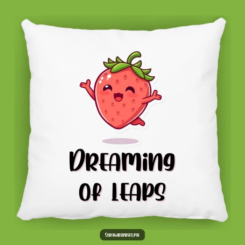 Funny Kawaii Strawberry Leap Pillow: Cozy Berry Comfort, Perfect Funny Gift!