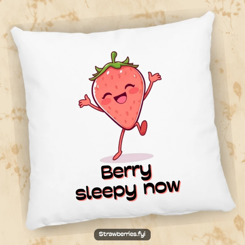 Funny Silly Dance Strawberry Pillow: A happy dancing strawberry character offering comfort and a dose of funny cheer.