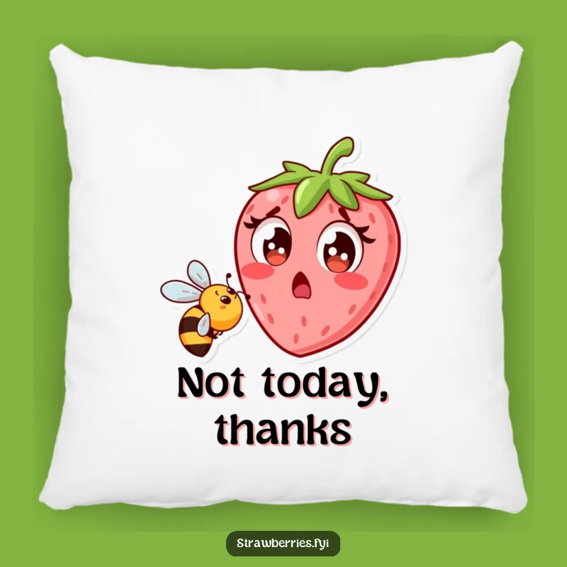 Funny Strawberry Bee Pillow - Cozy Surprise Fruit Cushion, Hilarious Home Decor