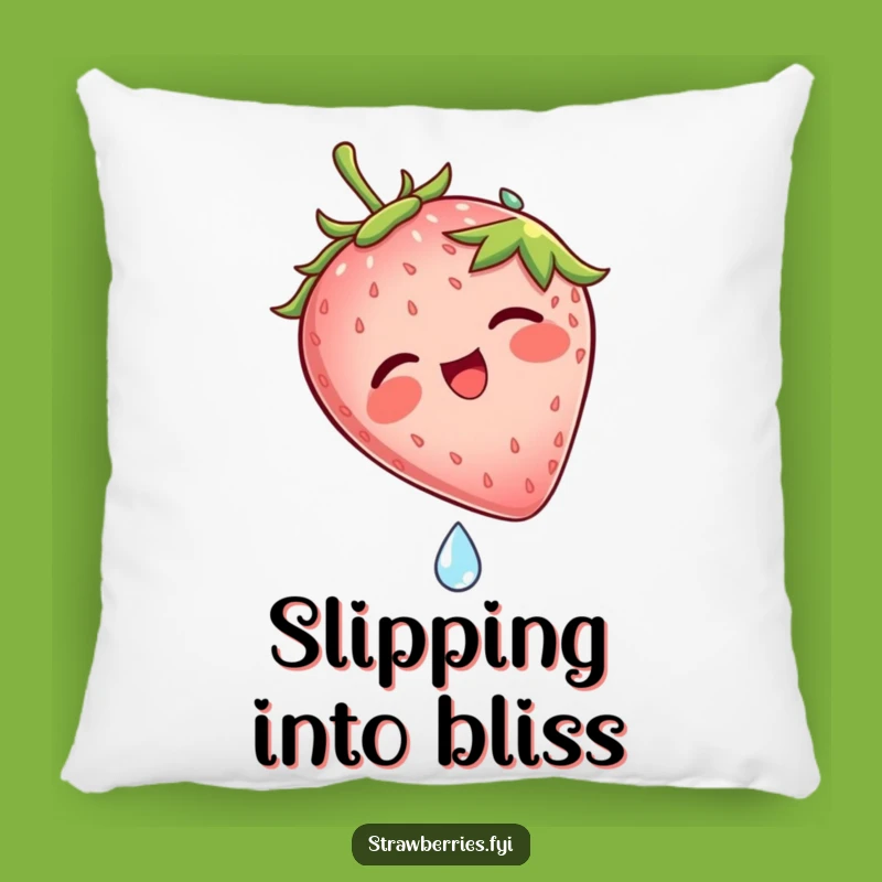 Funny Strawberry Dew Drop Slide Pillow: Comfy Hilarious Fruit Character Accent