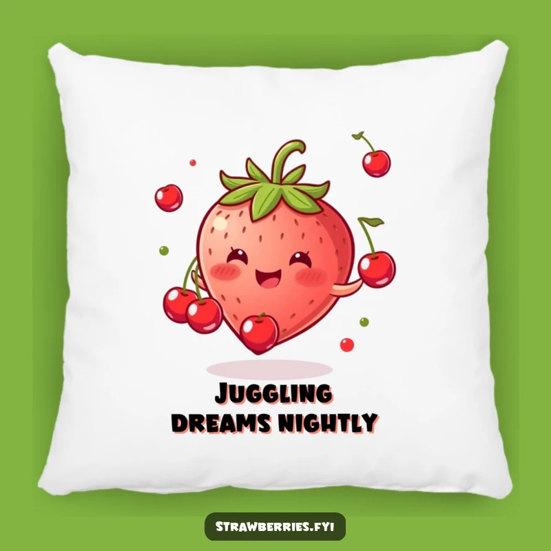 Funny Strawberry Juggling Cherries Pillow - Comfy & Hilarious Accent