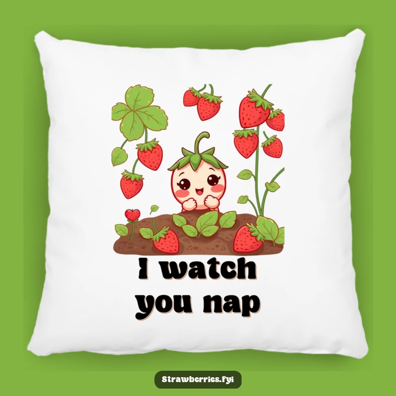 Funny Curious Strawberry Pillow: Cozy Comfort with a Peek of Playfulness