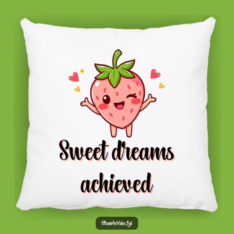 Funny Strawberry Pillow: Cozy Victory Pose, Winking Comfort Gift