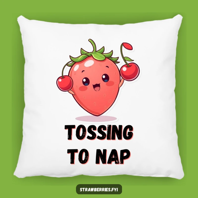 Funny Strawberry Cherry Toss Pillow - Cozy & Cheerful Comfort