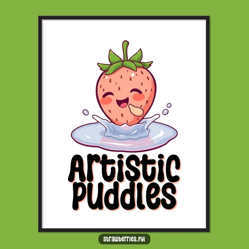 Funny Giggling Strawberry Splashing Digital Art - Instant Joyful Decor Funny Gift
