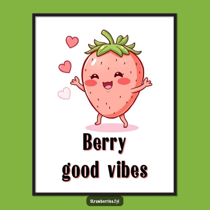 Funny Strawberry Shimmy Digital Art: Vibrant Fruit Decor for Your Walls