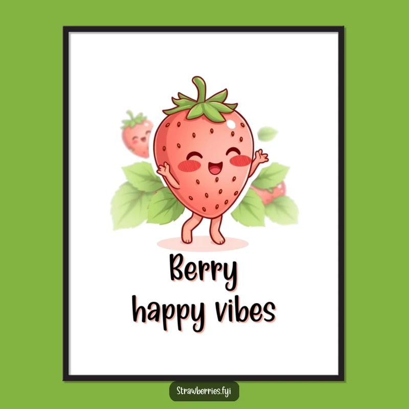 Funny Strawberry Digital Art Print: Instant Fruity Cheer Gift for Walls