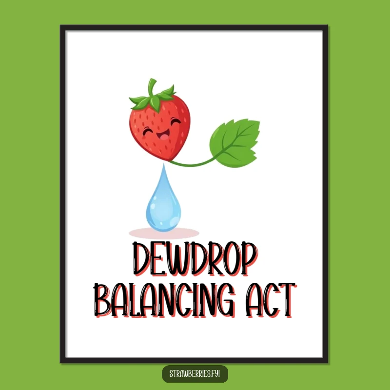 Funny Delighted Strawberry Dewdrop Digital Print - Instant Delicate Art